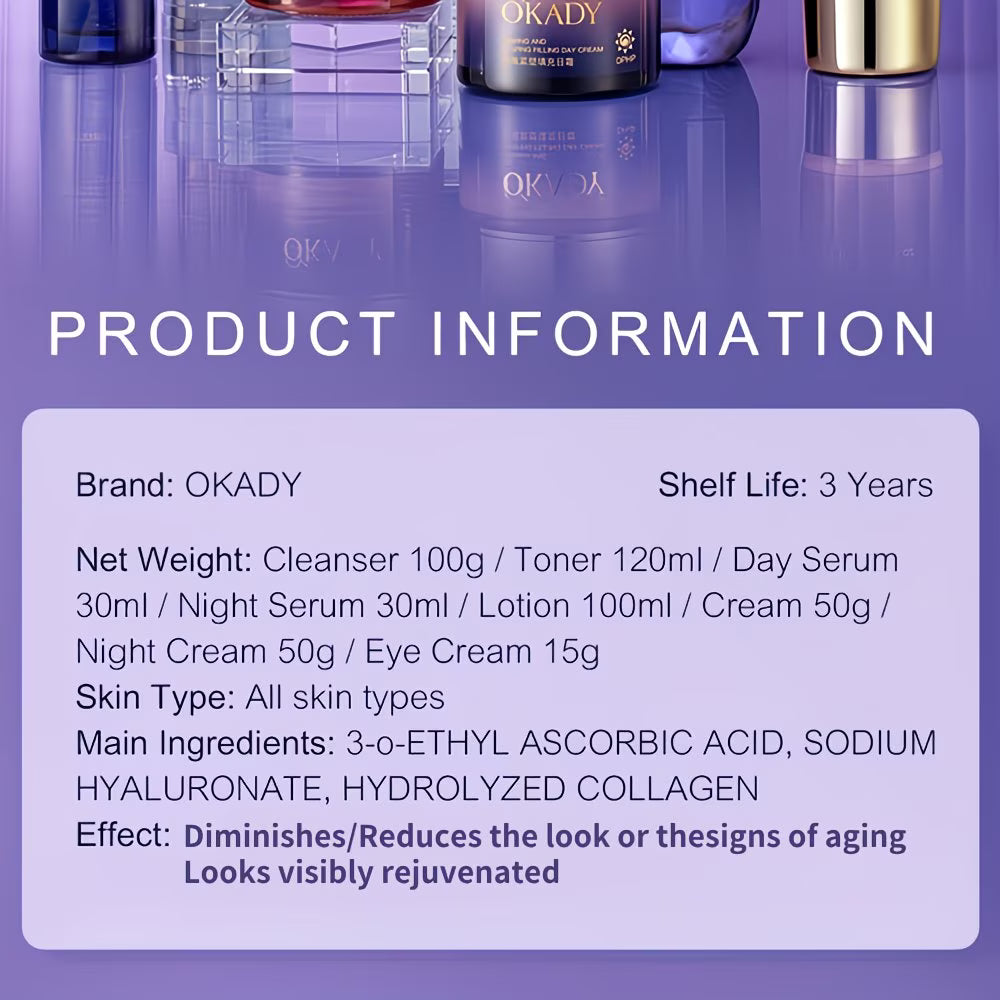 Hydrolyzed Collagen & Hyaluronic Acid Skincare Set – 8-Piece Collection