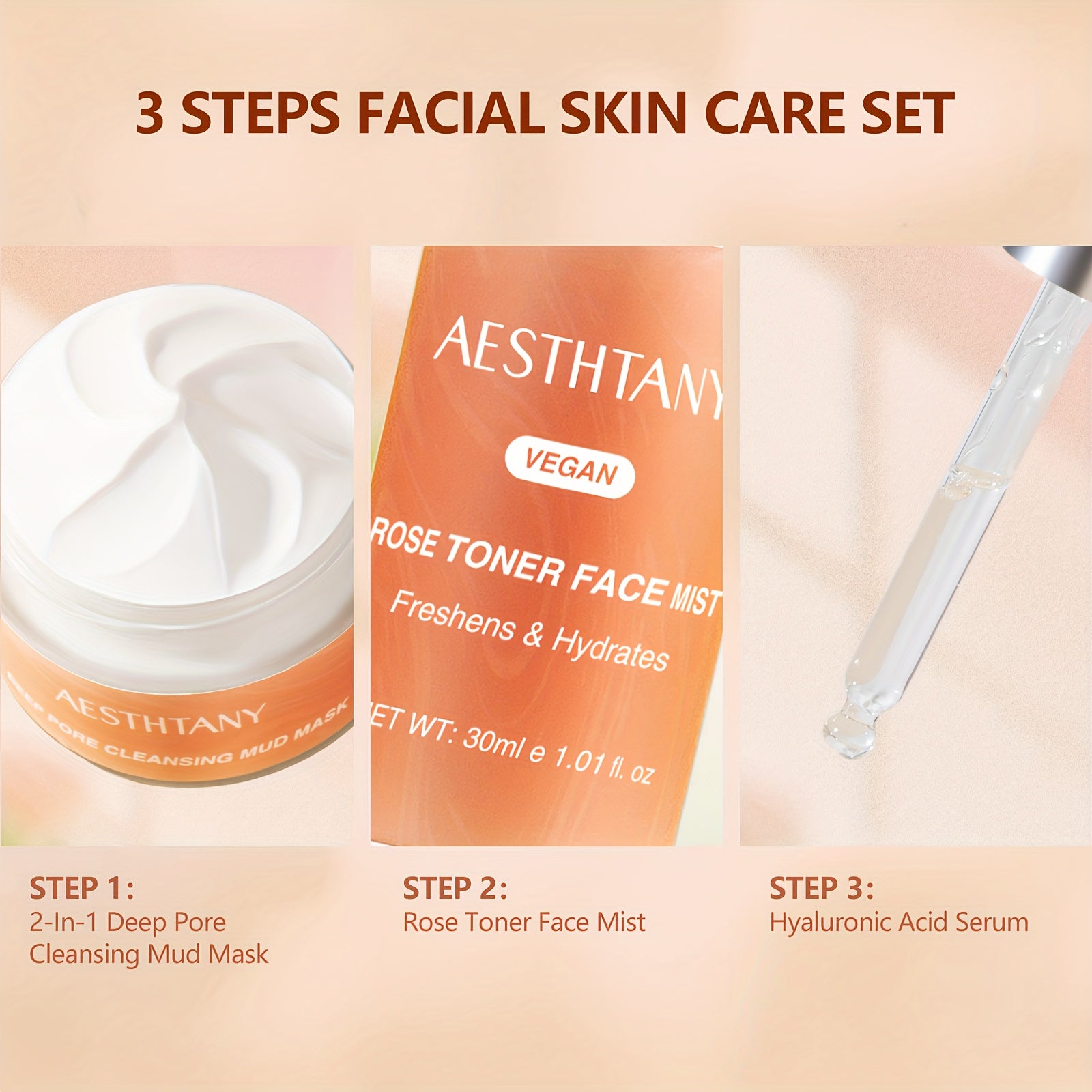 3-Piece Collagen & Hyaluronic Acid Facial Skincare Set