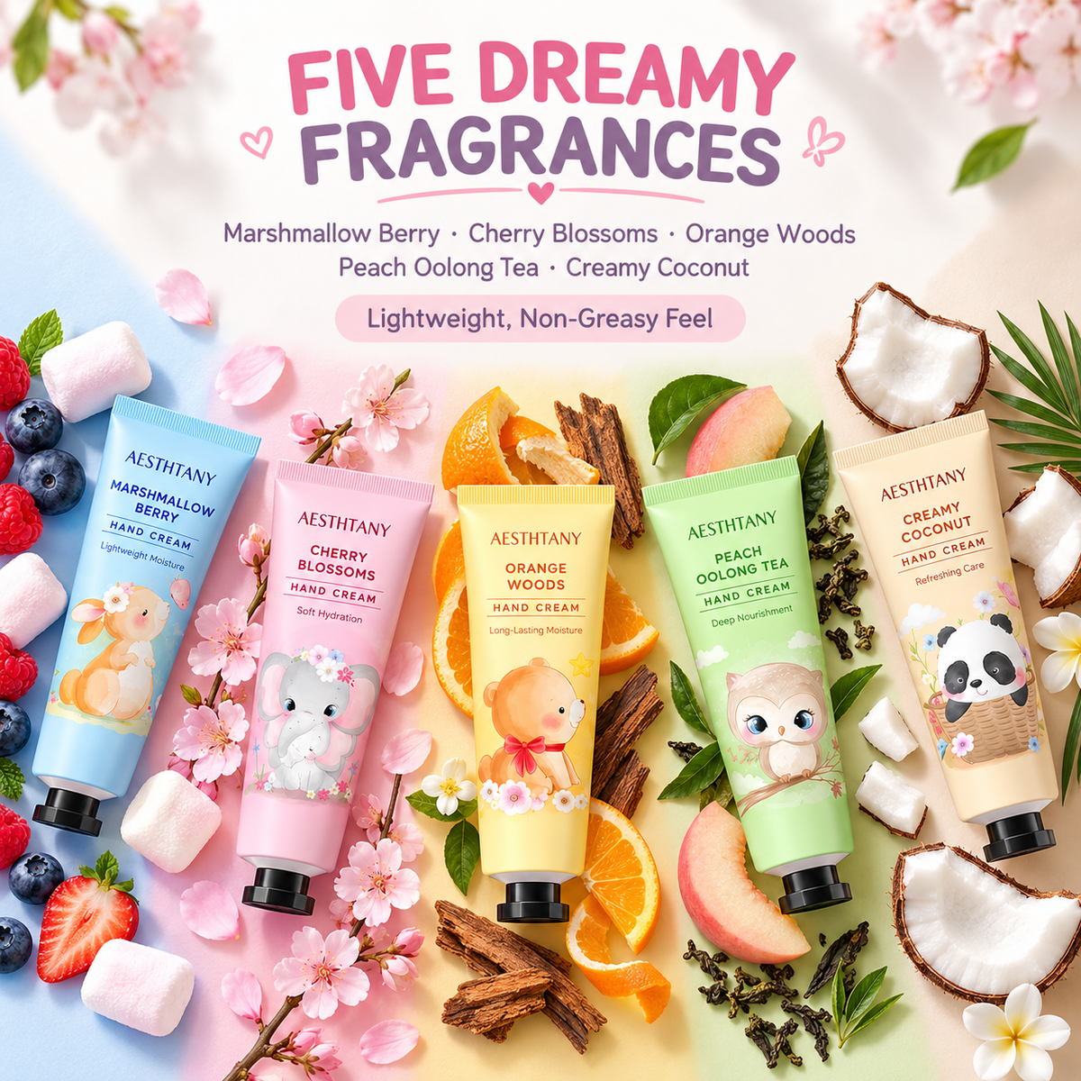 AESTHTANY Dream Cartoon Hand Cream Set (5 Pieces)