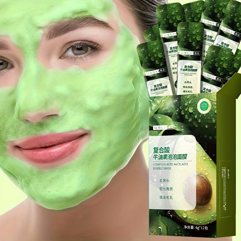 Avocado Complex Bubble Mask | Deep Cleansing, Pore Refining & Brightening with Lactobionic Acid & Centella Asiatica | Hydrating & Firming | Gentle Travel Set