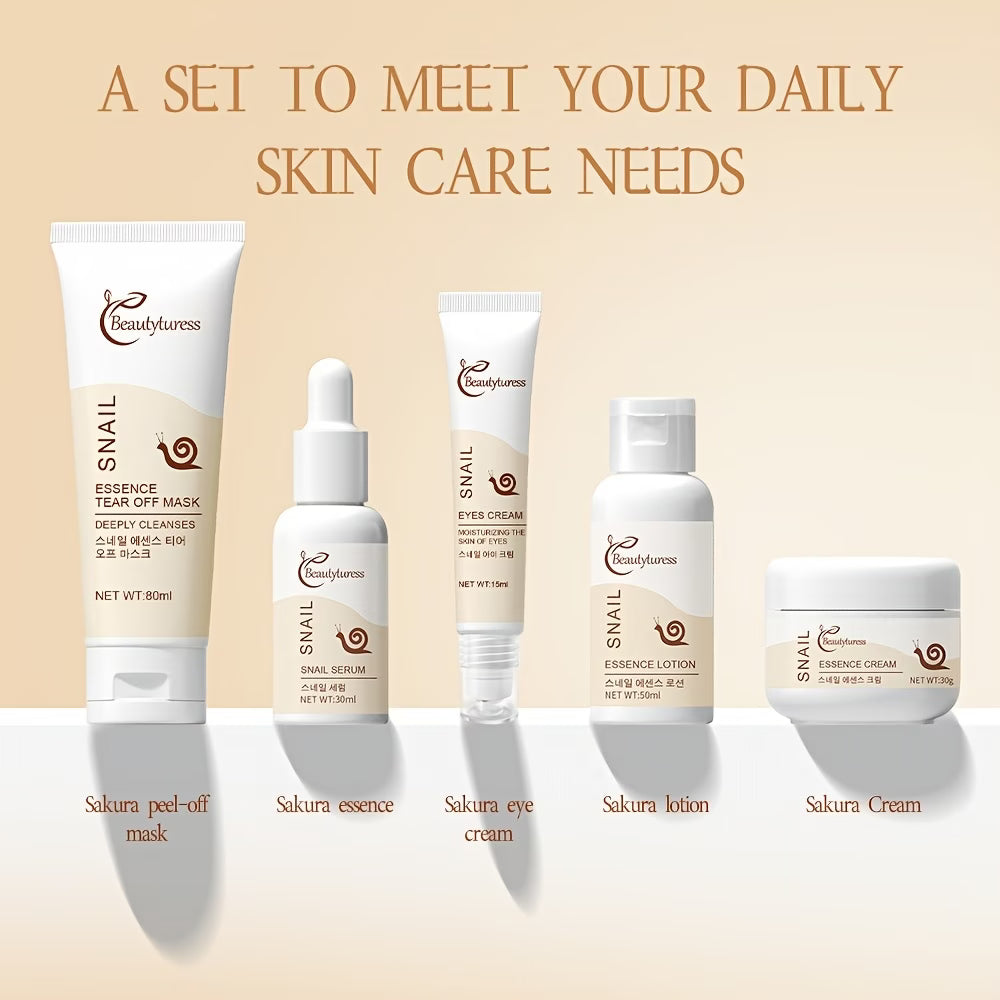 《The Trade & Retail Store》Korean Snail Skincare Set - Hydrating, Brightening & Nourishing for Smooth Light Beige, Travel Essential