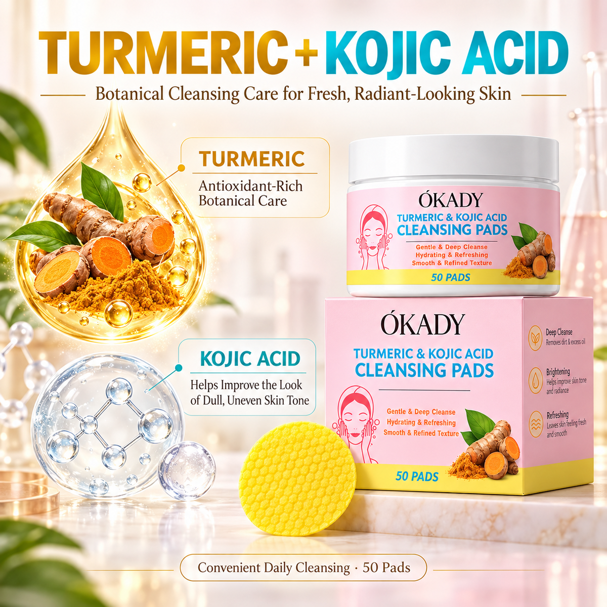 O'KADY Turmeric & Curcumin Cleansing Pads