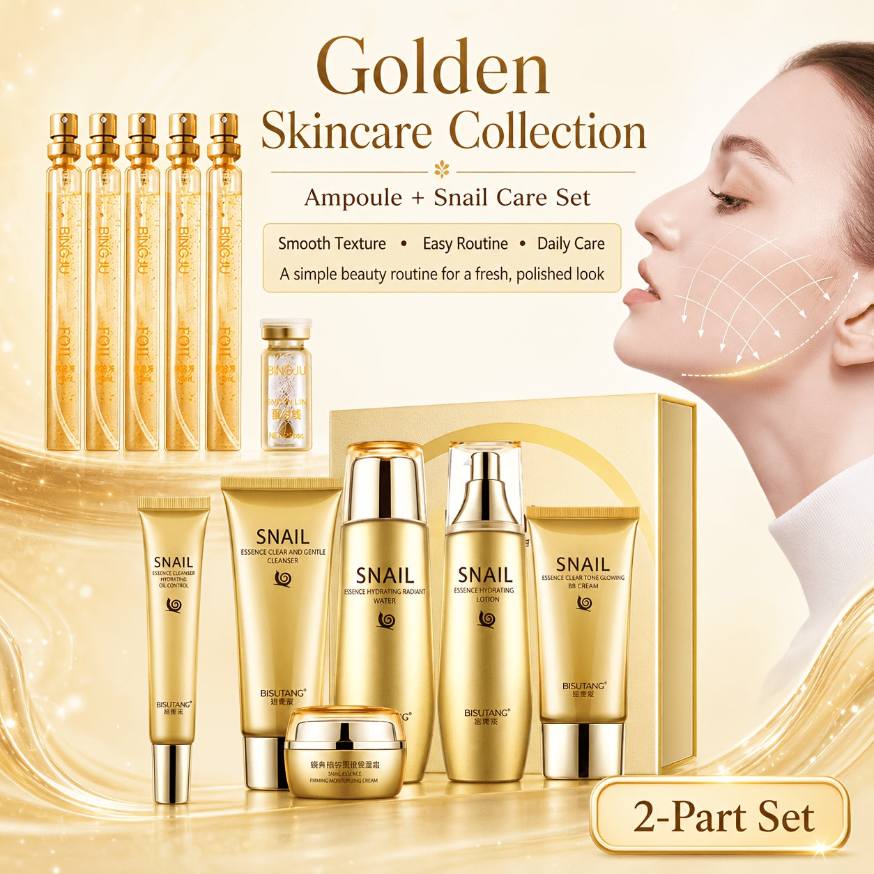 6pcs Snail Skincare Set & 6pcs Luxury Golden Protein Set