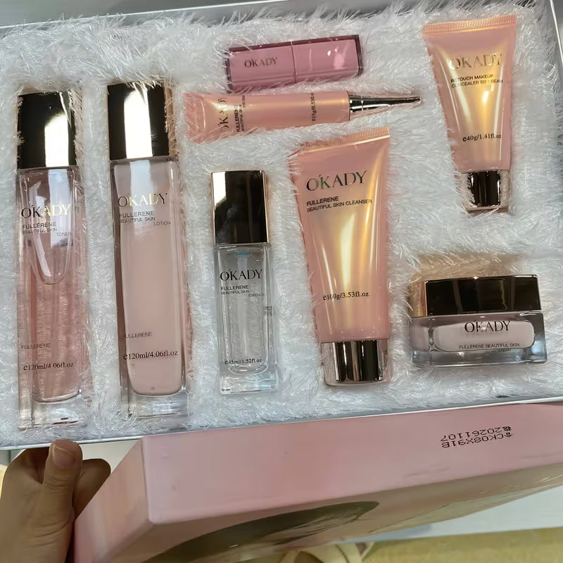 Fullerene Pink Gift Box Set: 8-Piece Skincare Set