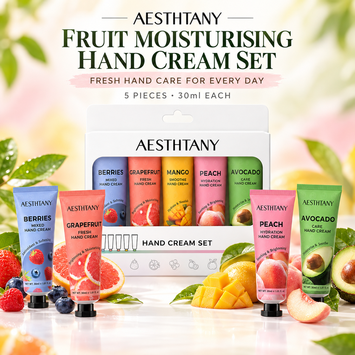 AESTHTANY Fruit Moisturising Hand Cream Set (5 Pieces)