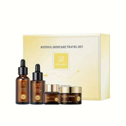 Retinol Hautpflege-Reiseset (mit Hyaluronsäure & pflanzlichem Squalan) – 4-teiliges Set