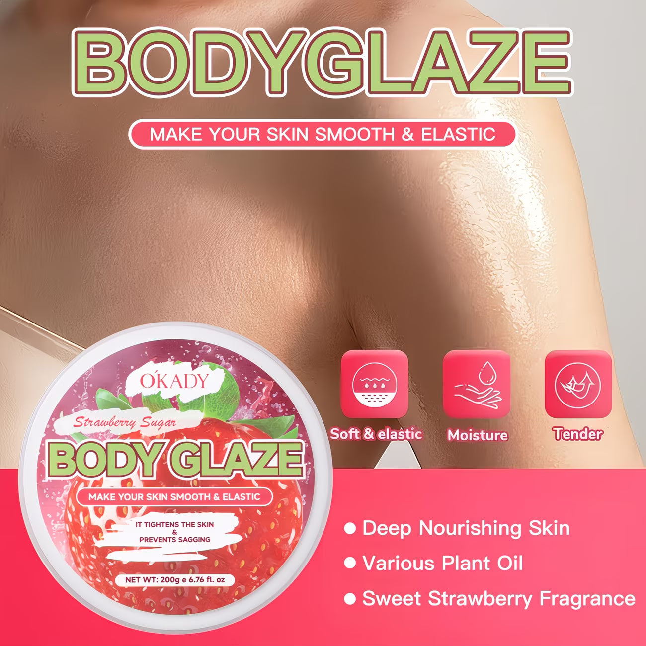 200g / 7oz | Strawberry Body Shimmer Cream