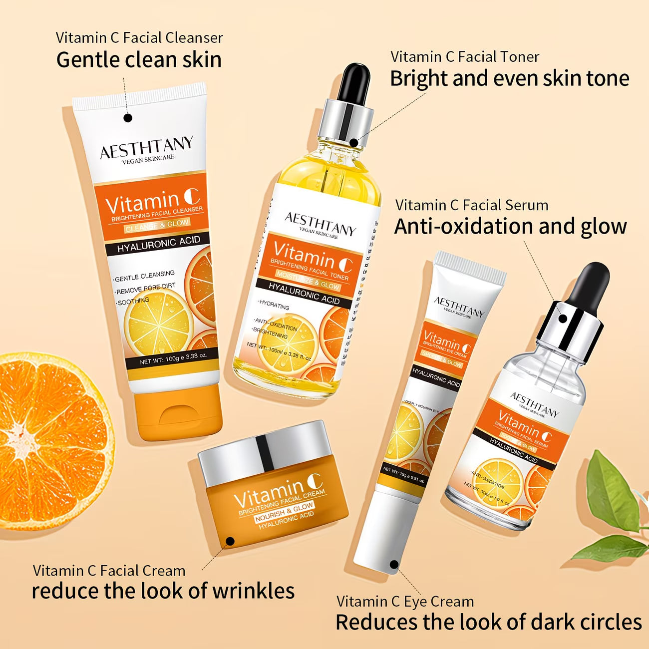 Vitamin C Hautpflege-Geschenkset – 5-teiliges Set