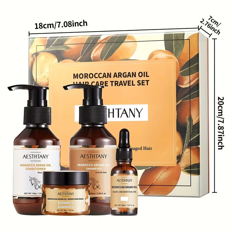 Marokkanisches Arganöl-Shampoo und Spülung 4-teiliges Set