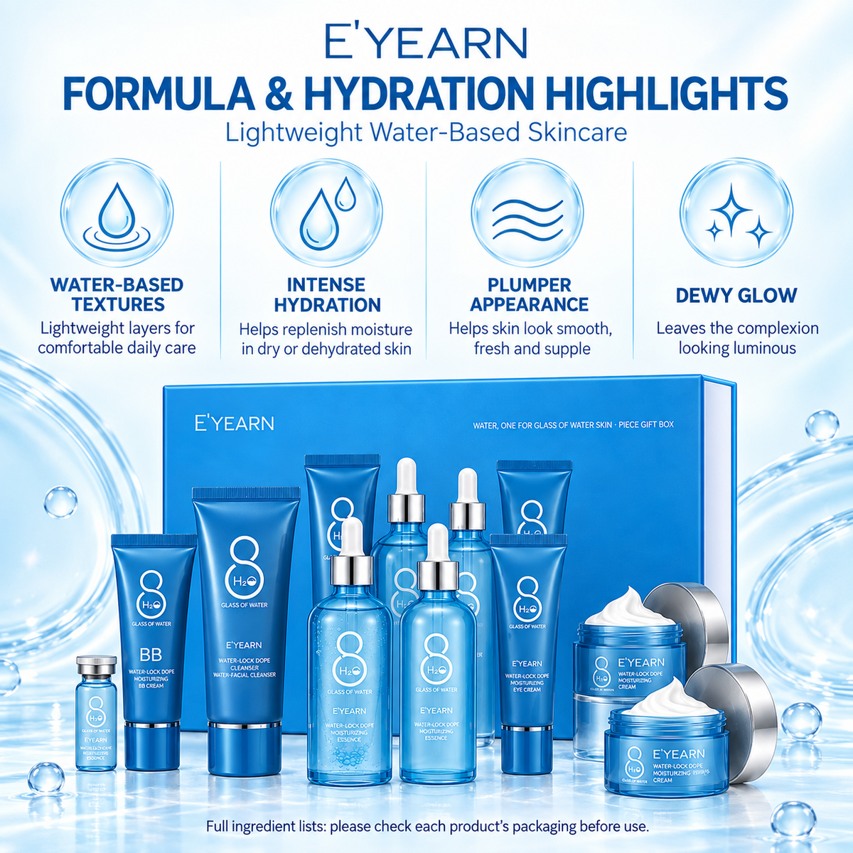 Yiyang Water Glow Hydrating Skincare Set (9-Piece)