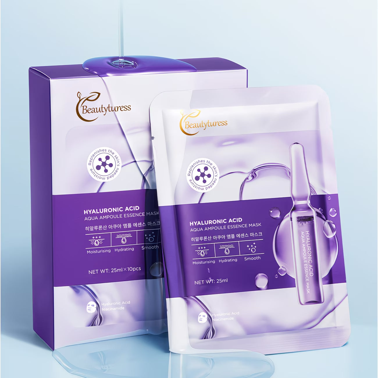 Hyaluronic Acid Ampoule Essence Mask — 10 Sheets per Box