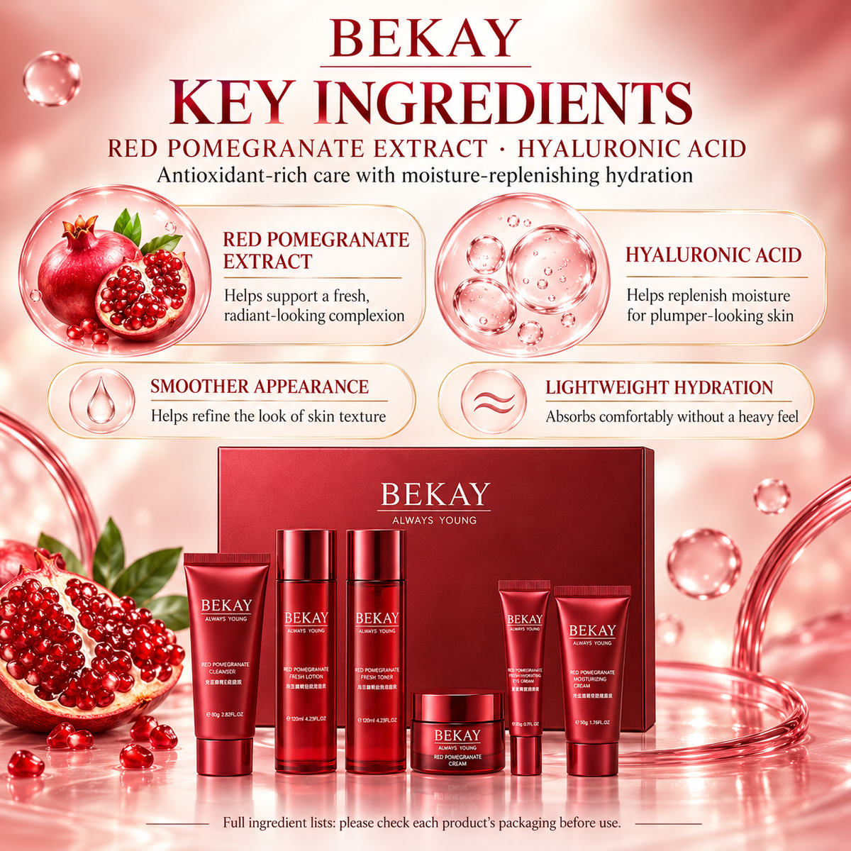 Birin Red Pomegranate Hyaluronic Acid Skincare Set