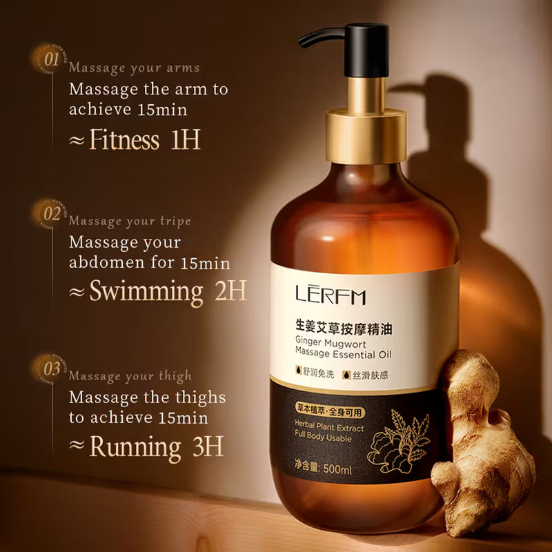 LĒRFM Ginger & Mugwort Massage Oil (500ml)