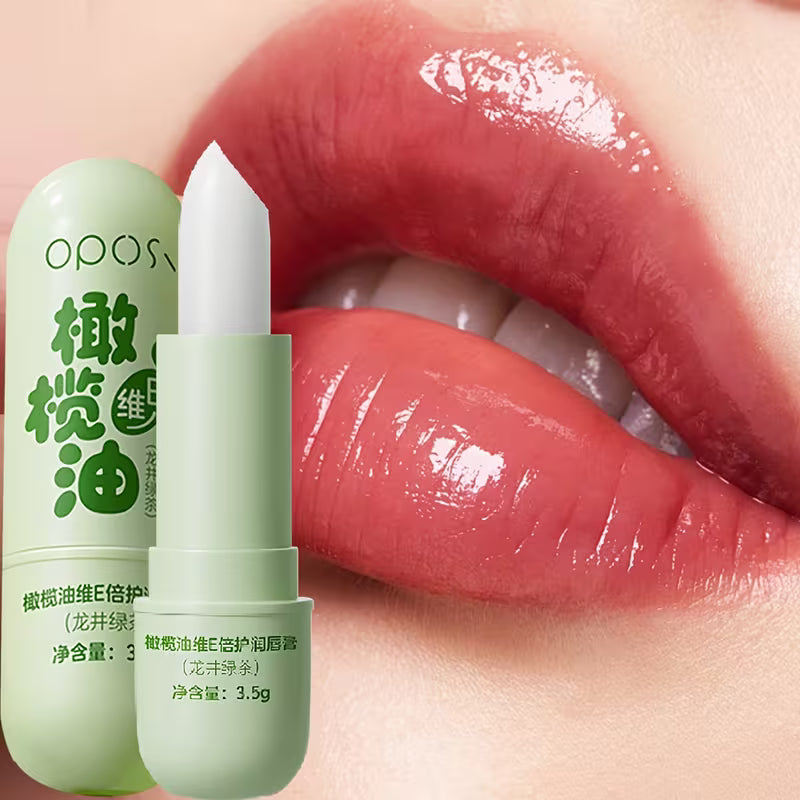 Longjing Green Tea & Olive Oil Lip Balm – Vitamin E, Glossy Finish & Non-Greasy
