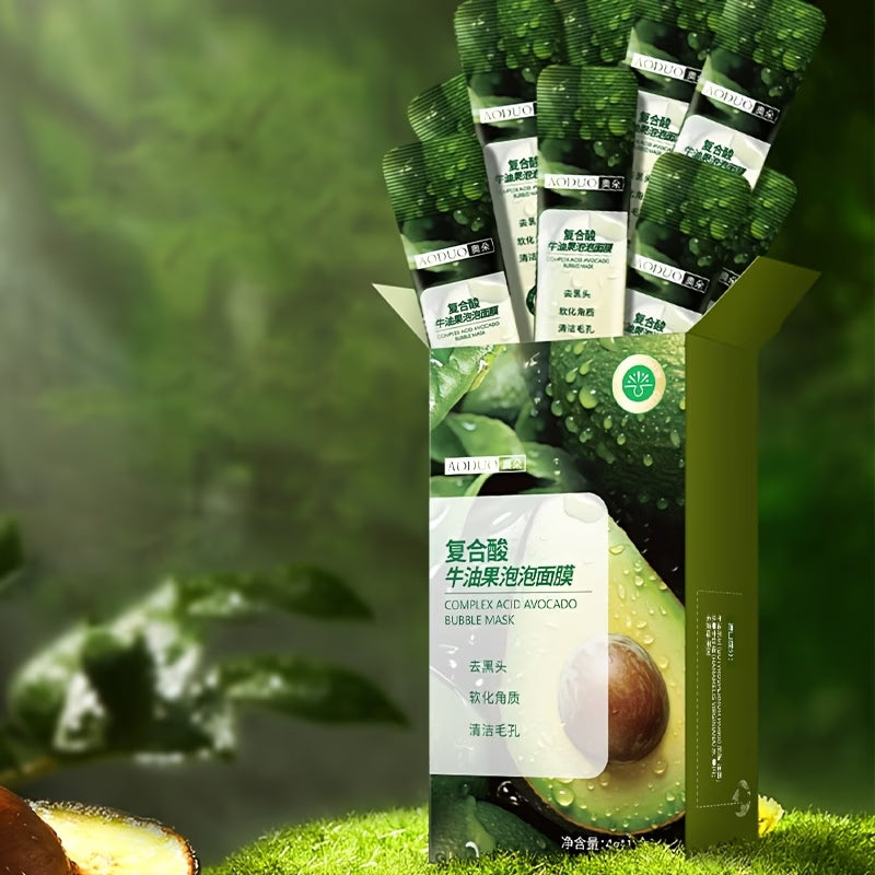 Avocado Complex Bubble Mask | Deep Cleansing, Pore Refining & Brightening with Lactobionic Acid & Centella Asiatica | Hydrating & Firming | Gentle Travel Set