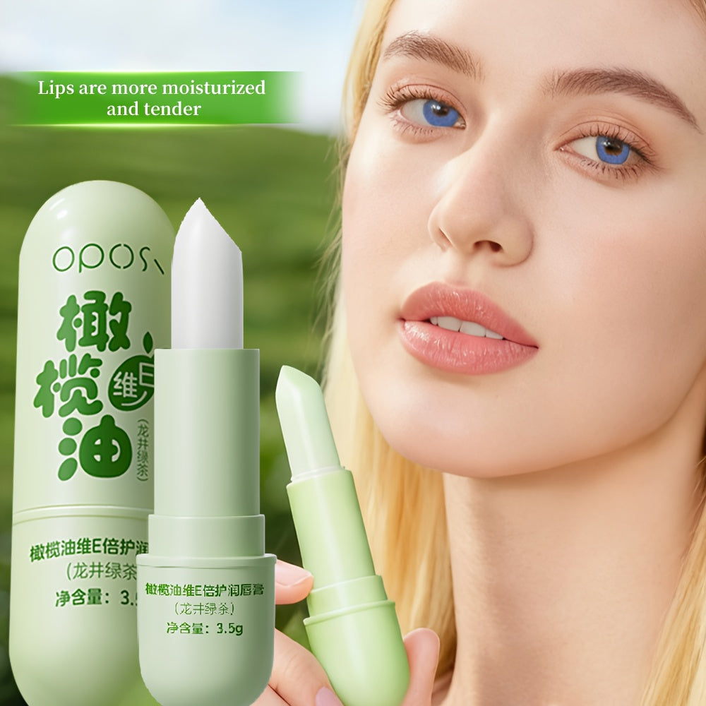 Longjing Green Tea & Olive Oil Lip Balm – Vitamin E, Glossy Finish & Non-Greasy
