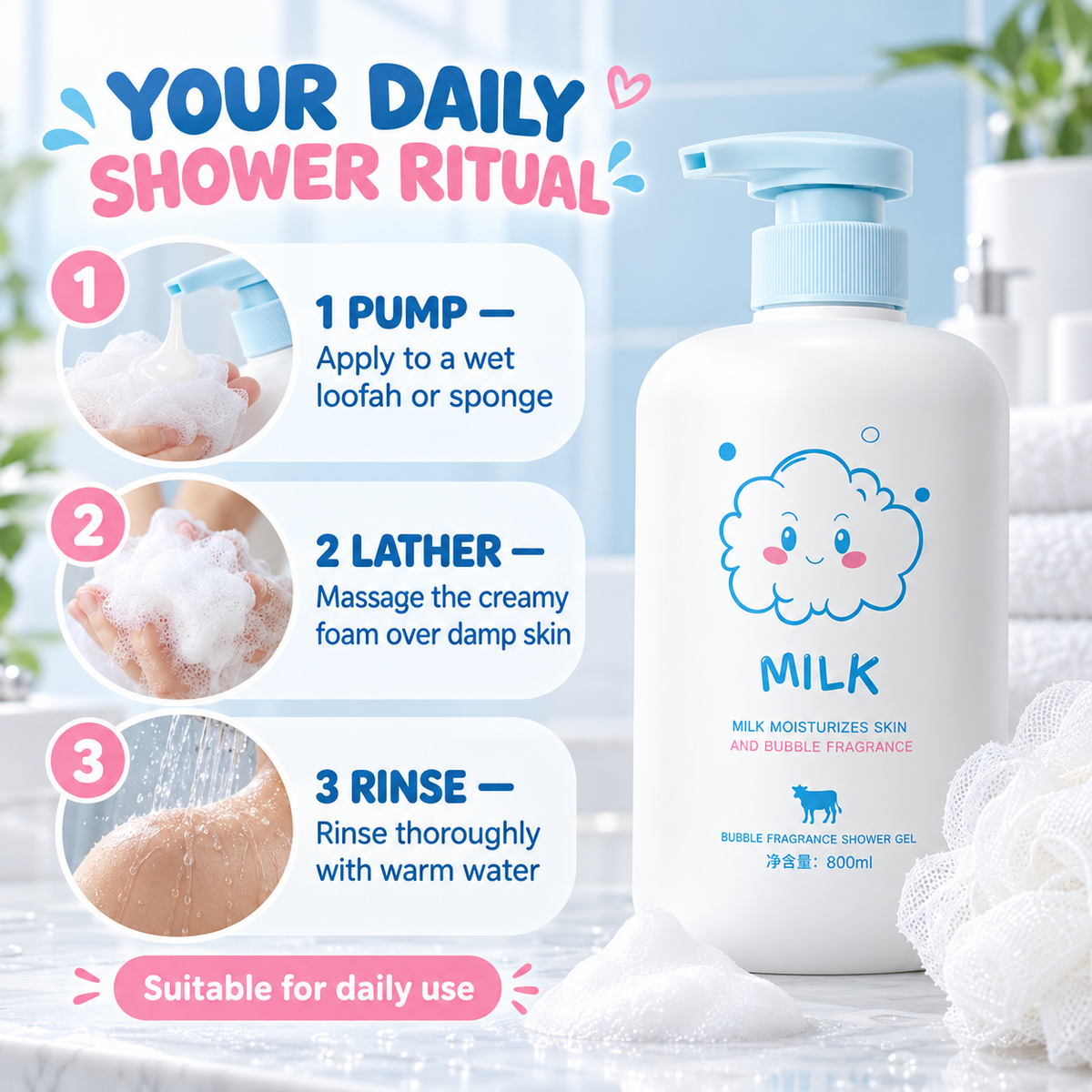 Ope Milk Moisturising Bubble Fragrant Shower Gel