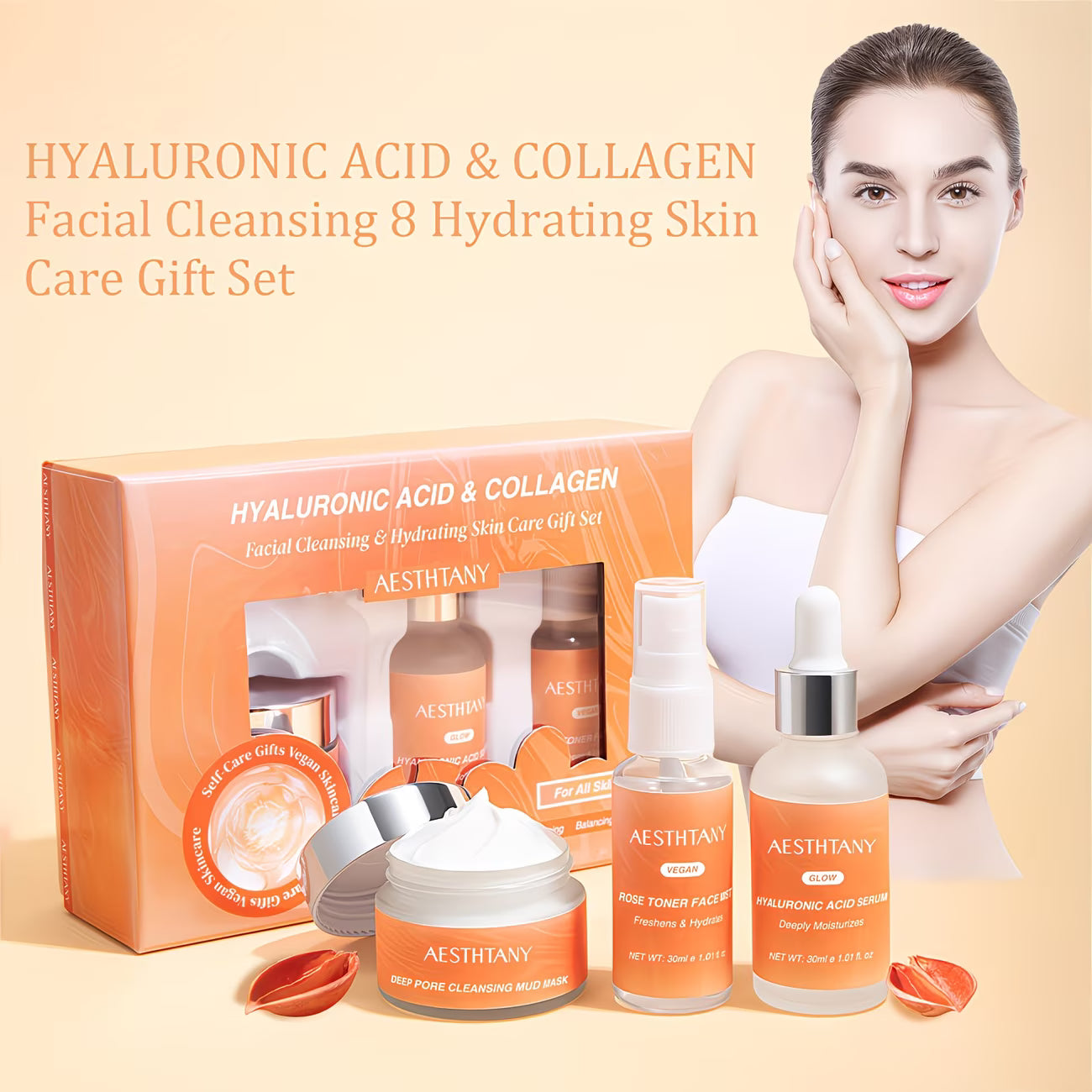 3-Piece Collagen & Hyaluronic Acid Facial Skincare Set