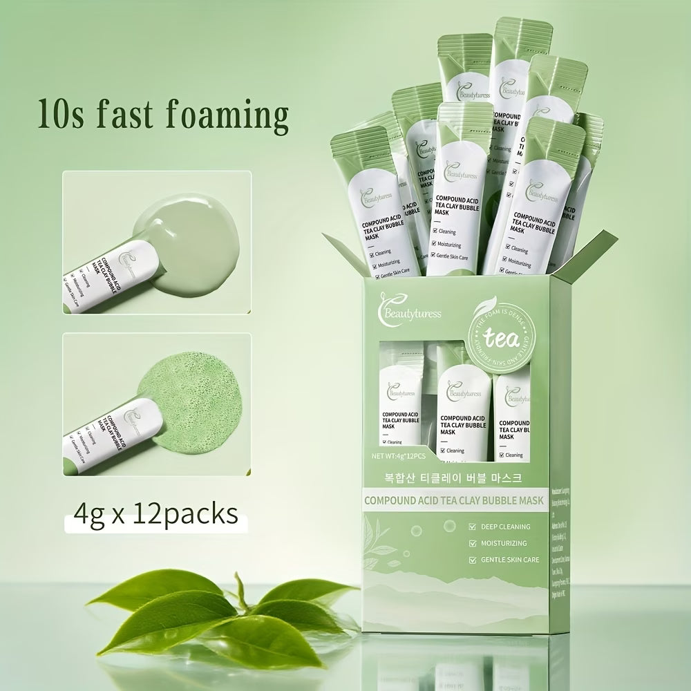 12pcs Set of Composite Acid Green Tea Bubble Masks