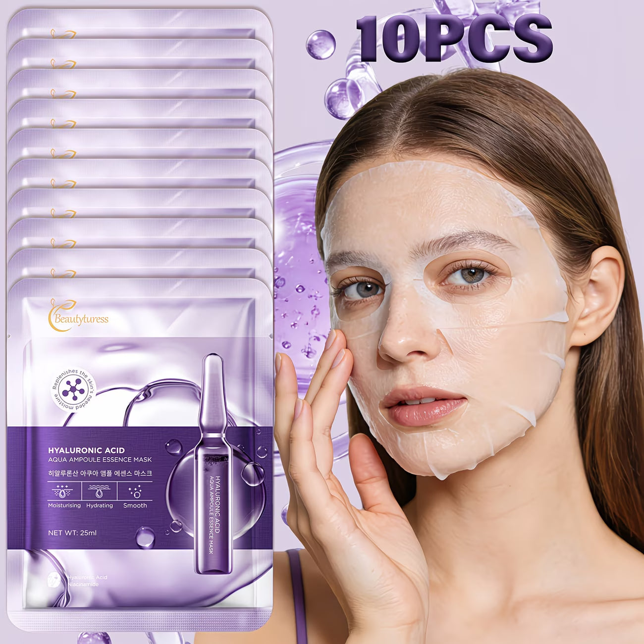 Hyaluronic Acid Ampoule Essence Mask — 10 Sheets per Box