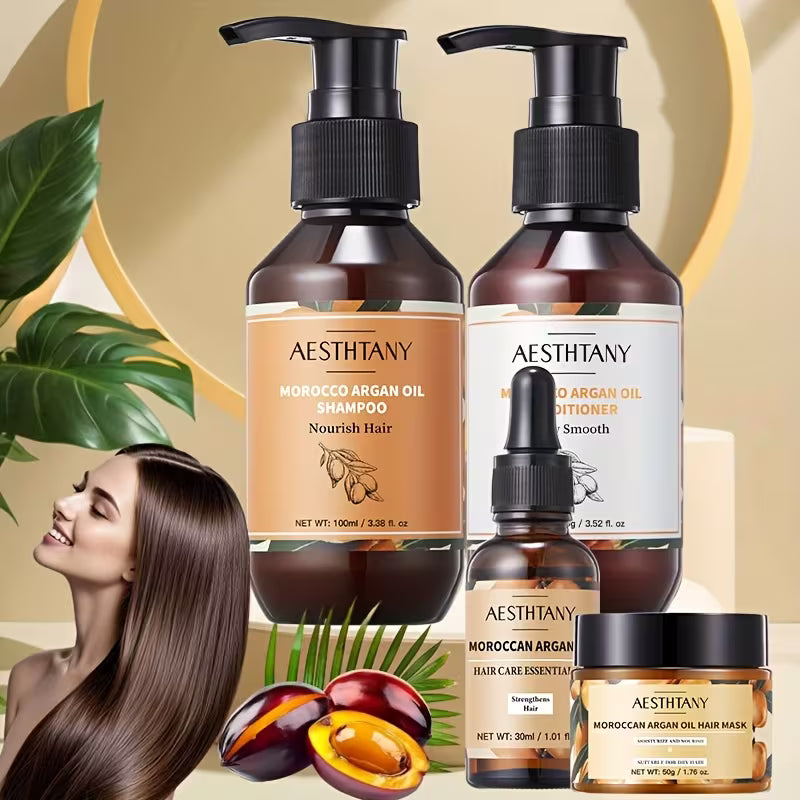 Marokkanisches Arganöl-Shampoo und Spülung 4-teiliges Set