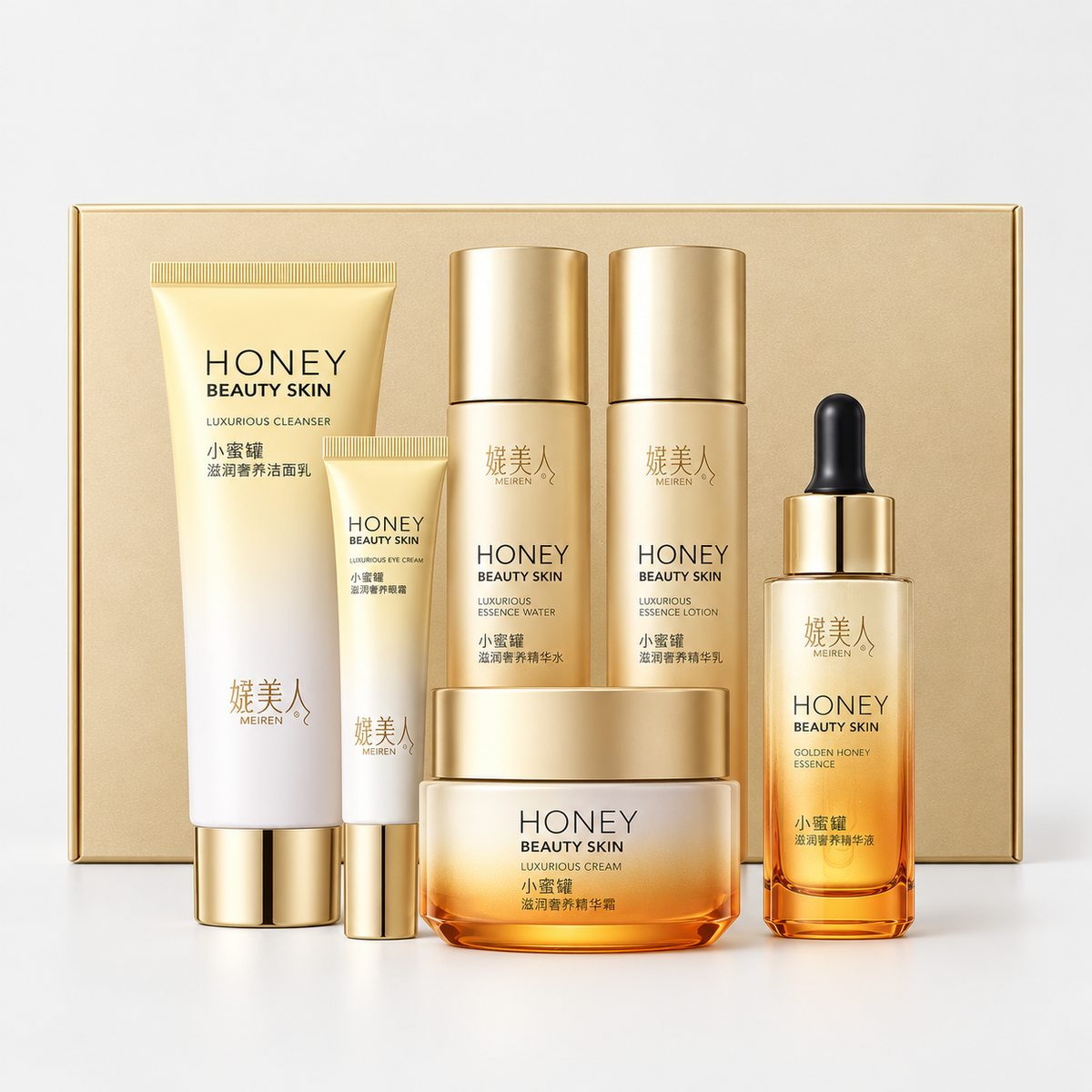 Temiene Honey Pot Luxury Nourishing Skincare Set (6-Piece, Upgraded)