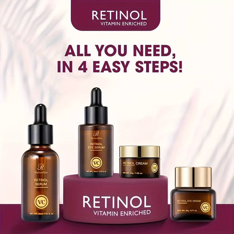Retinol Hautpflege-Reiseset (mit Hyaluronsäure & pflanzlichem Squalan) – 4-teiliges Set