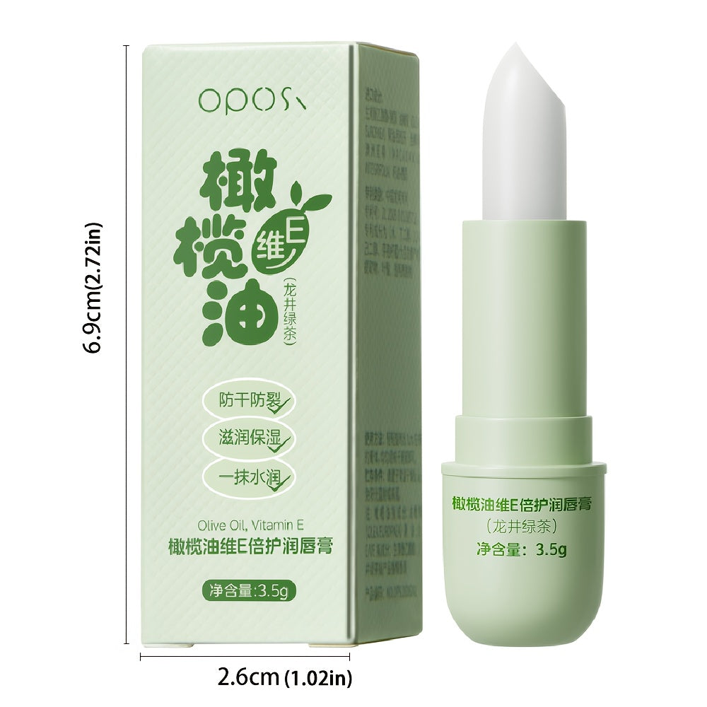 Longjing Green Tea & Olive Oil Lip Balm – Vitamin E, Glossy Finish & Non-Greasy