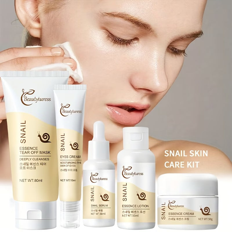 《The Trade & Retail Store》Korean Snail Skincare Set - Hydrating, Brightening & Nourishing for Smooth Light Beige, Travel Essential