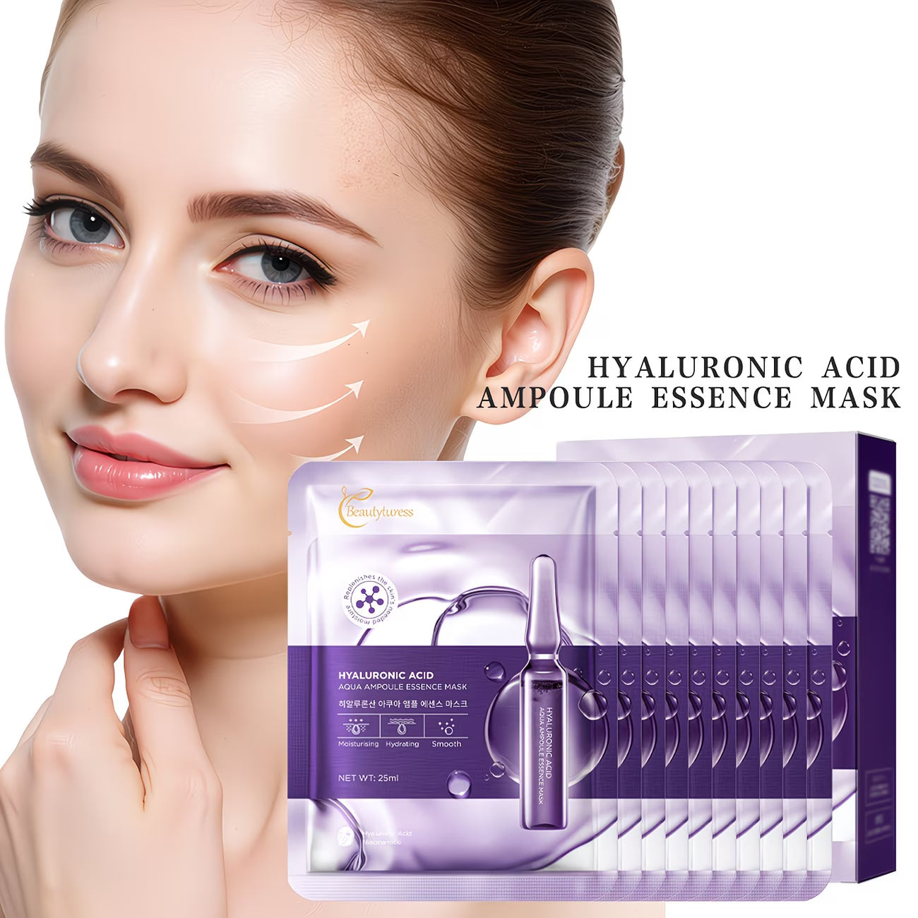 Hyaluronic Acid Ampoule Essence Mask — 10 Sheets per Box