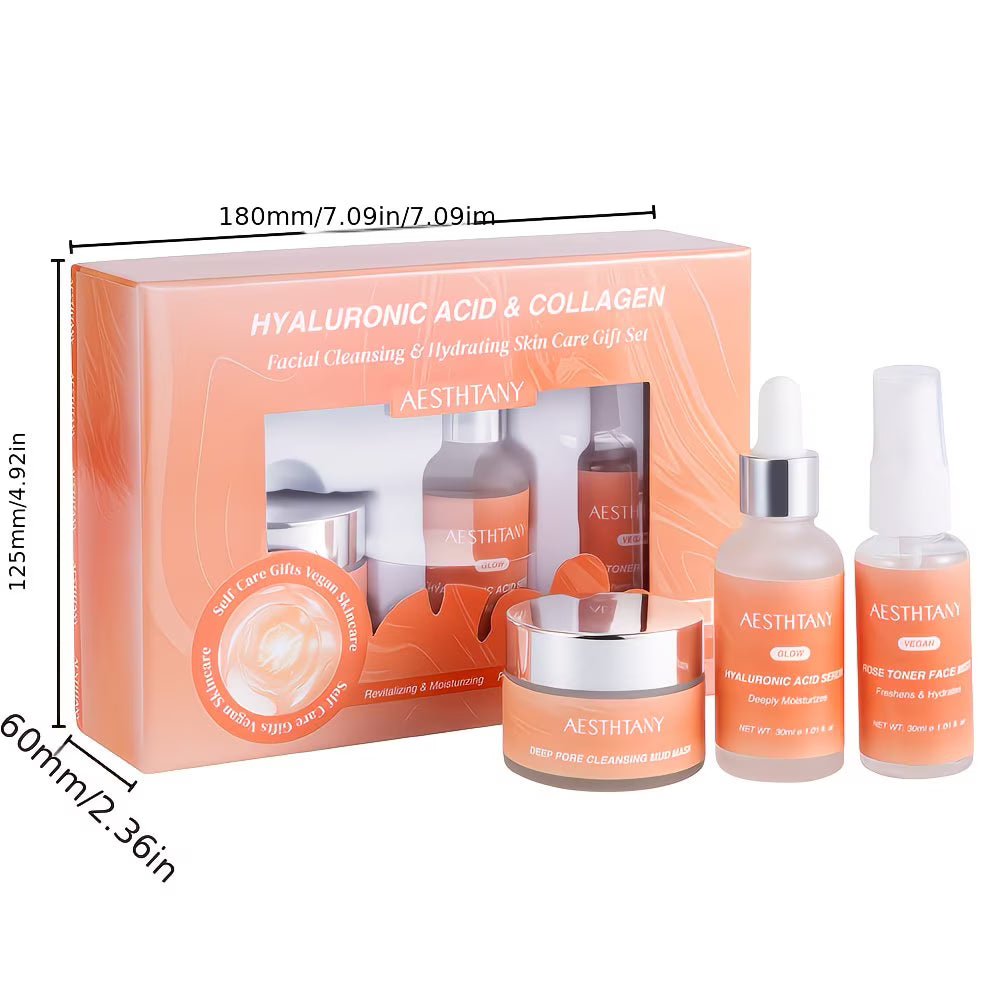 3-Piece Collagen & Hyaluronic Acid Facial Skincare Set