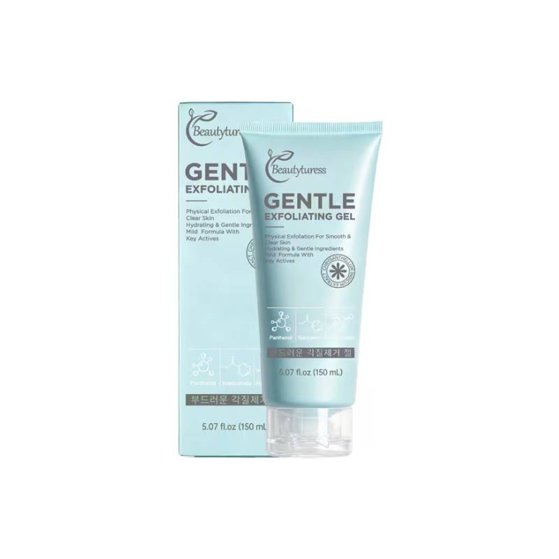 Beautyturess Gentle Exfoliating Gel – Niacinamide, Hyaluronic Acid & Panthenol Physical Exfoliator for All Skin Types