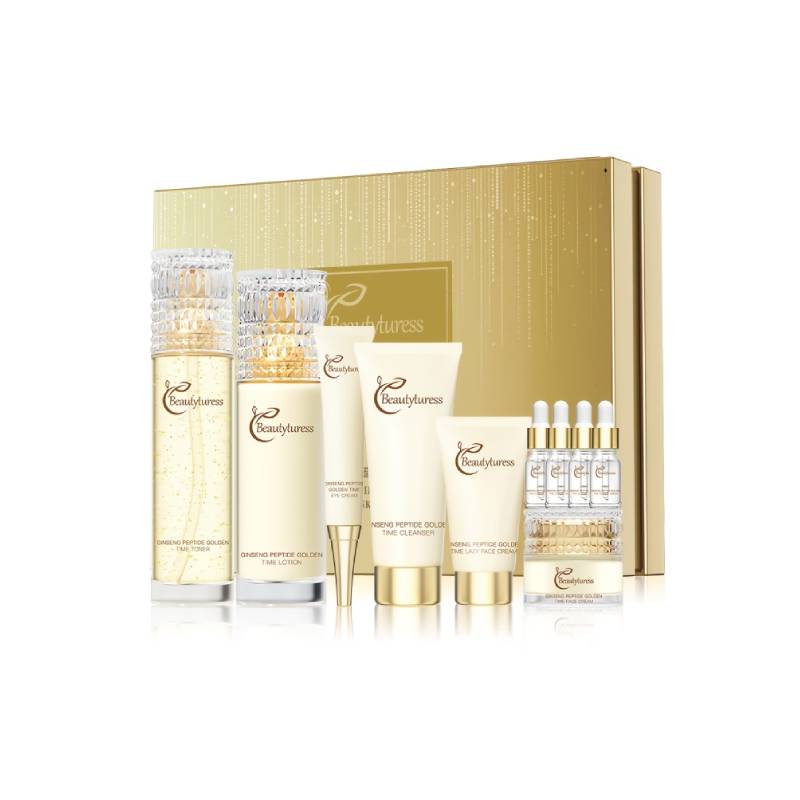 Ginseng Peptide Golden Skincare Set – 10-Piece Facial Toner & Moisturiser with Carnosine & Hyaluronic Acid | Hydrating, Firming & Brightening | Premium Gift Box for Women