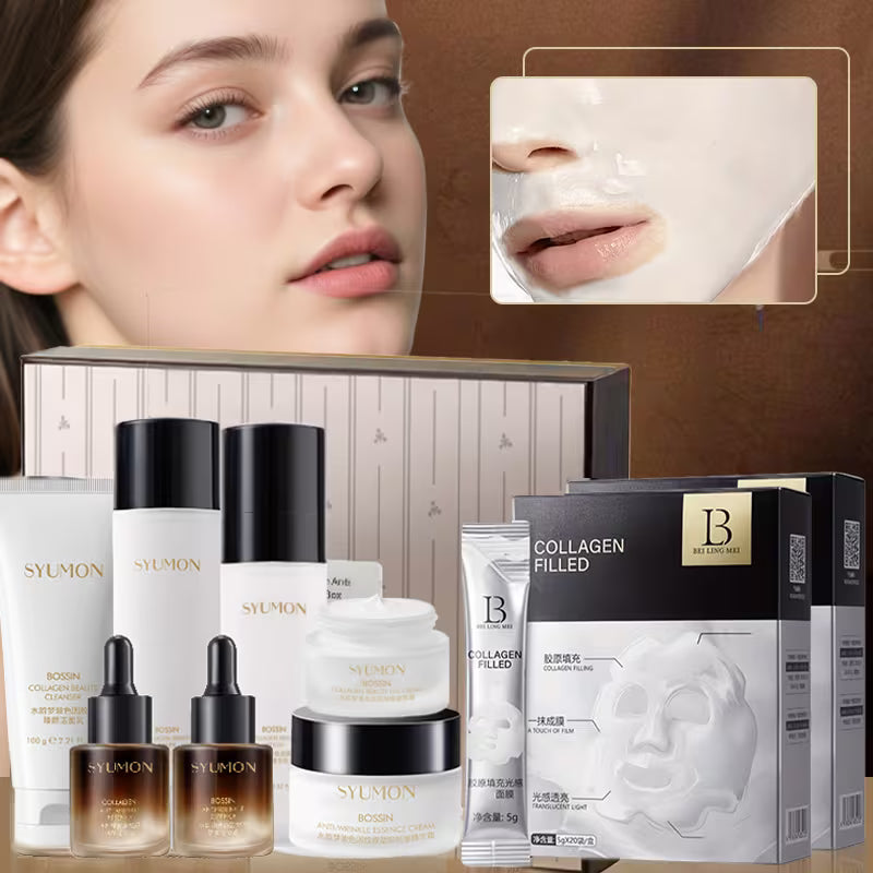 Bosin Collagen Skincare 7-Piece Set + 2 Boxes of Collagen Masks