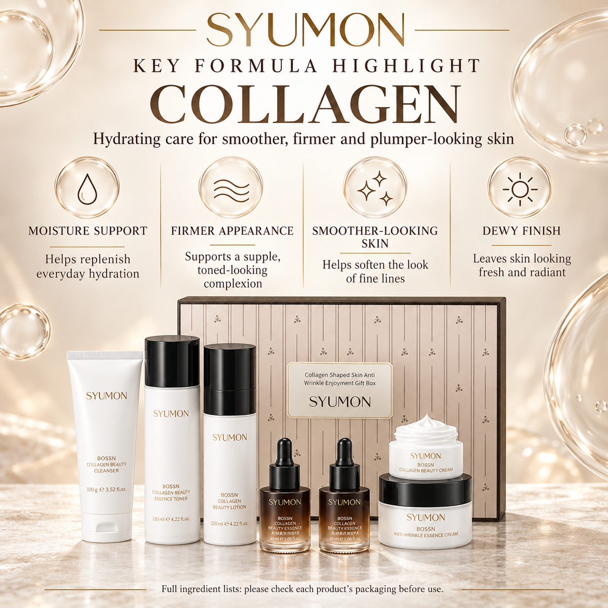 SYUMON Water Harmony Collagen Anti-Wrinkle Skincare Set (7-Piece)