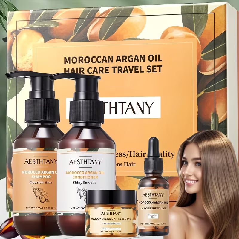 Marokkanisches Arganöl-Shampoo und Spülung 4-teiliges Set