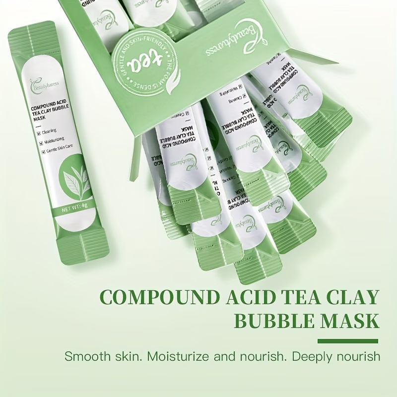 12pcs Set of Composite Acid Green Tea Bubble Masks