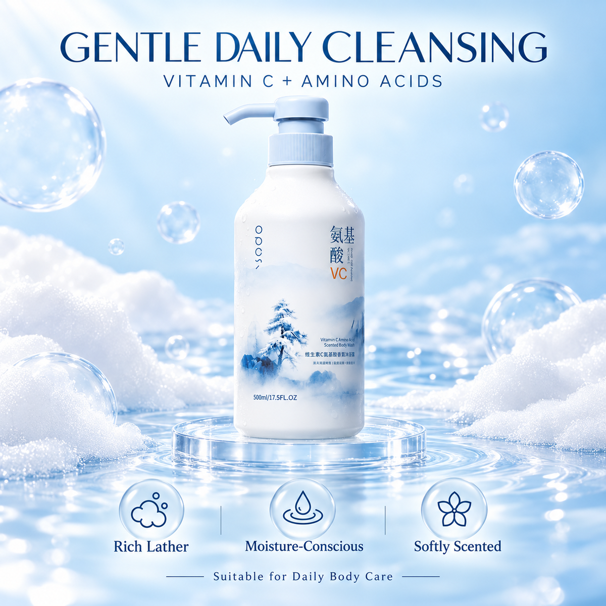 OPOS Vitamin C & Amino Acid Scented Body Wash (500ml)