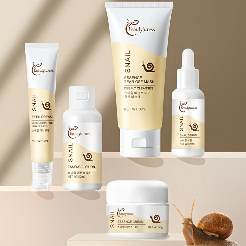 《The Trade & Retail Store》Korean Snail Skincare Set - Hydrating, Brightening & Nourishing for Smooth Light Beige, Travel Essential