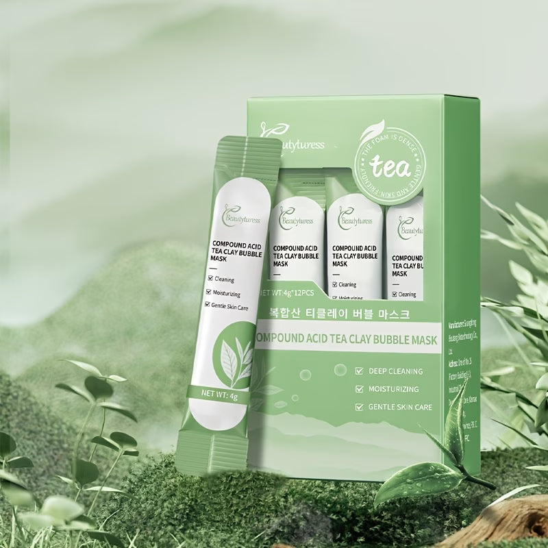 12pcs Set of Composite Acid Green Tea Bubble Masks