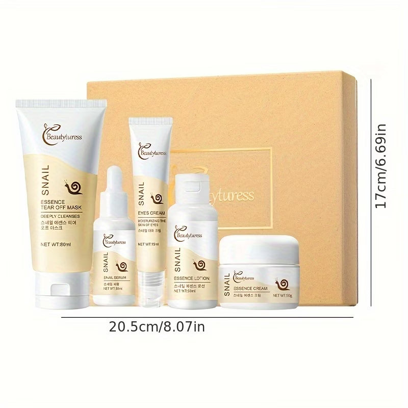 《The Trade & Retail Store》Korean Snail Skincare Set - Hydrating, Brightening & Nourishing for Smooth Light Beige, Travel Essential
