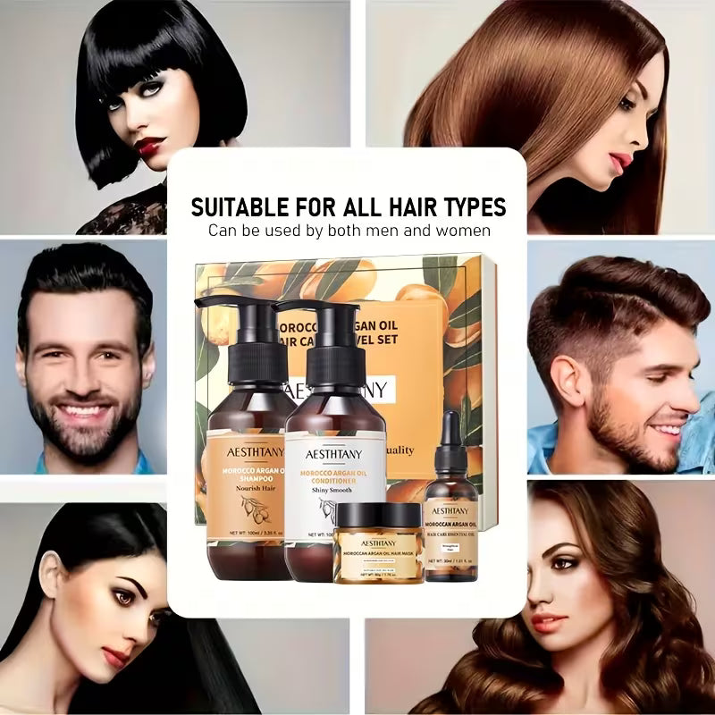 Marokkanisches Arganöl-Shampoo und Spülung 4-teiliges Set
