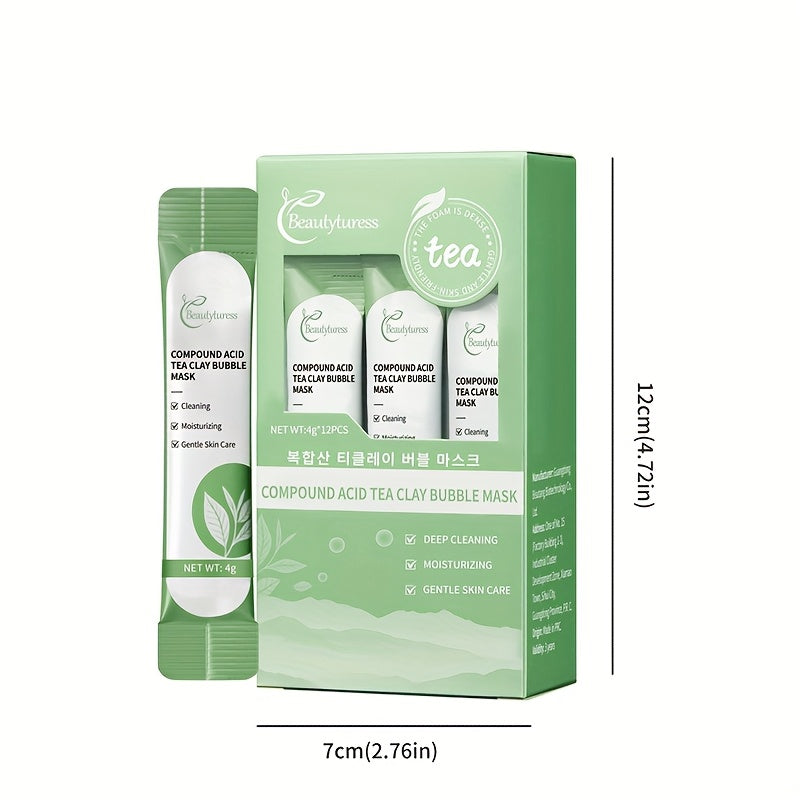 12pcs Set of Composite Acid Green Tea Bubble Masks