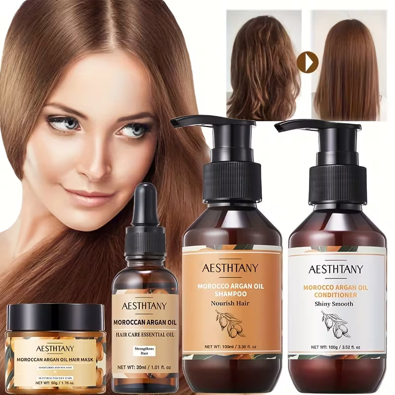 Marokkanisches Arganöl-Shampoo und Spülung 4-teiliges Set