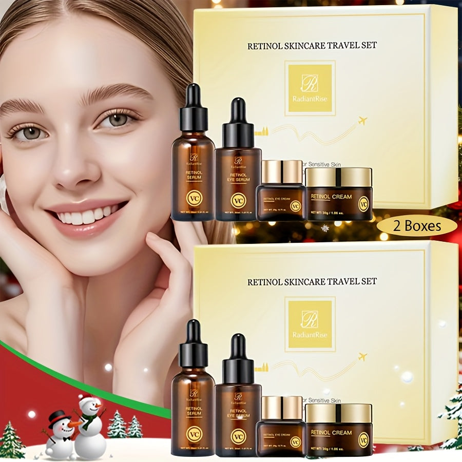 Retinol Hautpflege-Reiseset (mit Hyaluronsäure & pflanzlichem Squalan) – 4-teiliges Set