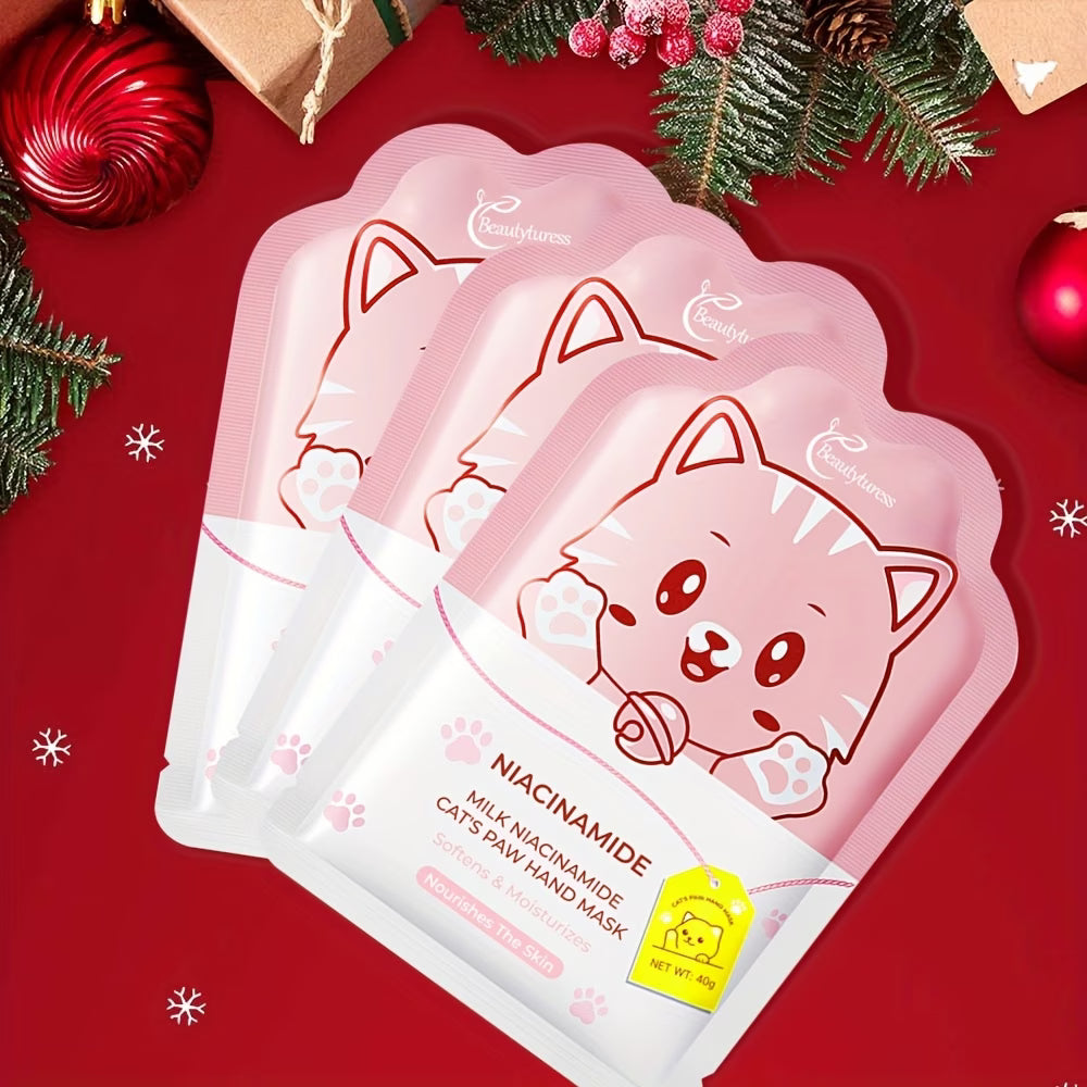《The Bulk & Buy Store》 15 Pairs, Milk Niacinamide Cat's Paw Hand Mask | Deep Moisturizing, Hydrating, Smooth & Soft | Skincare Set for Dry, Rough Hands