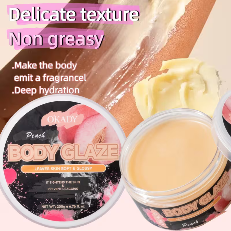 Peach Body Glaze Butter – 200g | Vitamin E, Glycerin & Squalane | All Skin Types