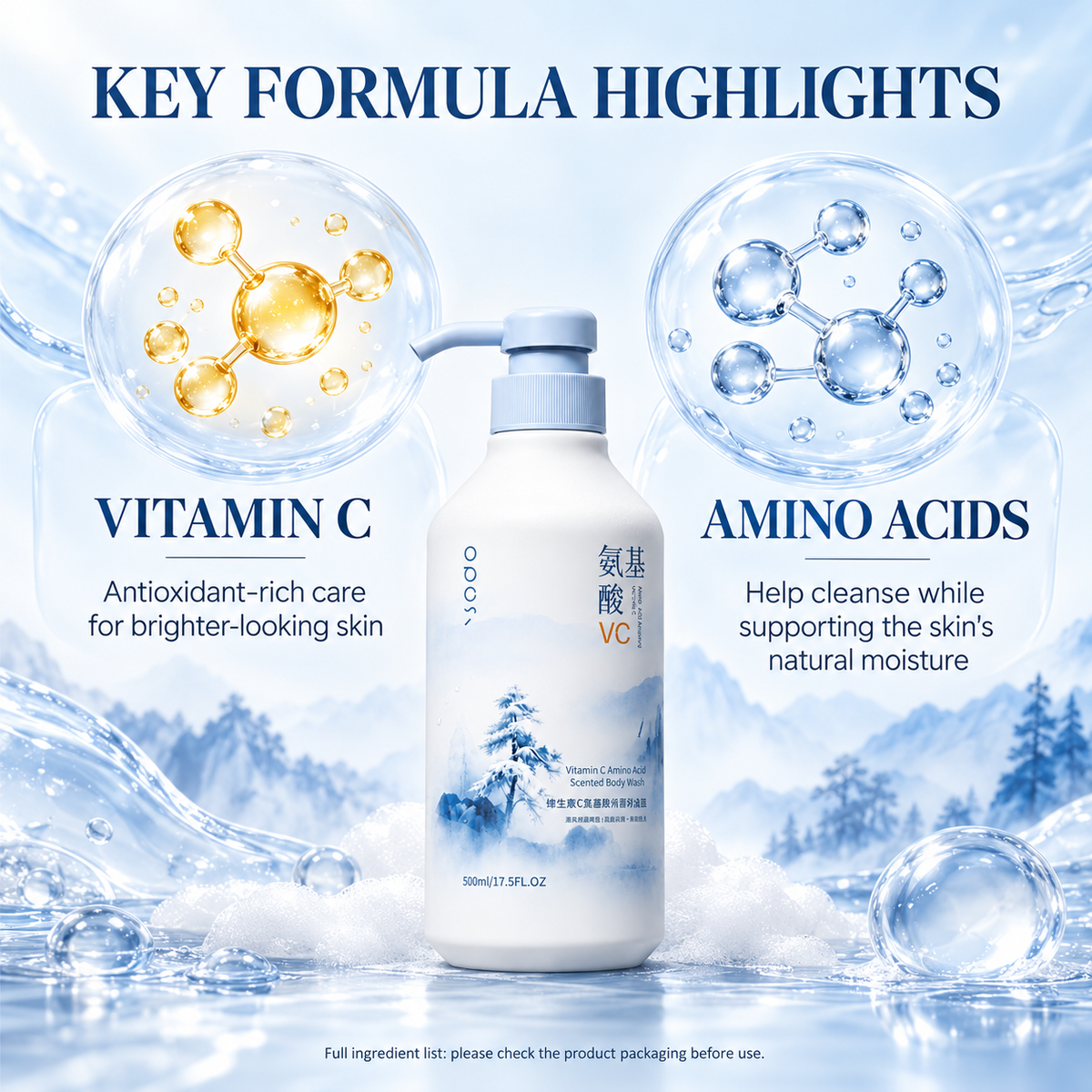 OPOS Vitamin C & Amino Acid Scented Body Wash (500ml)