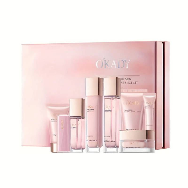Fullerene Pink Gift Box Set: 8-Piece Skincare Set
