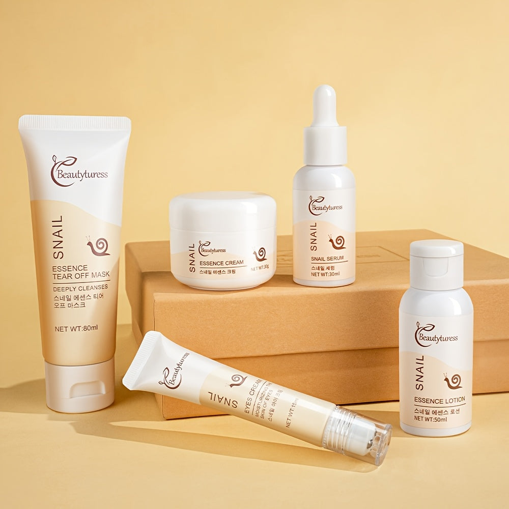 《The Trade & Retail Store》Korean Snail Skincare Set - Hydrating, Brightening & Nourishing for Smooth Light Beige, Travel Essential